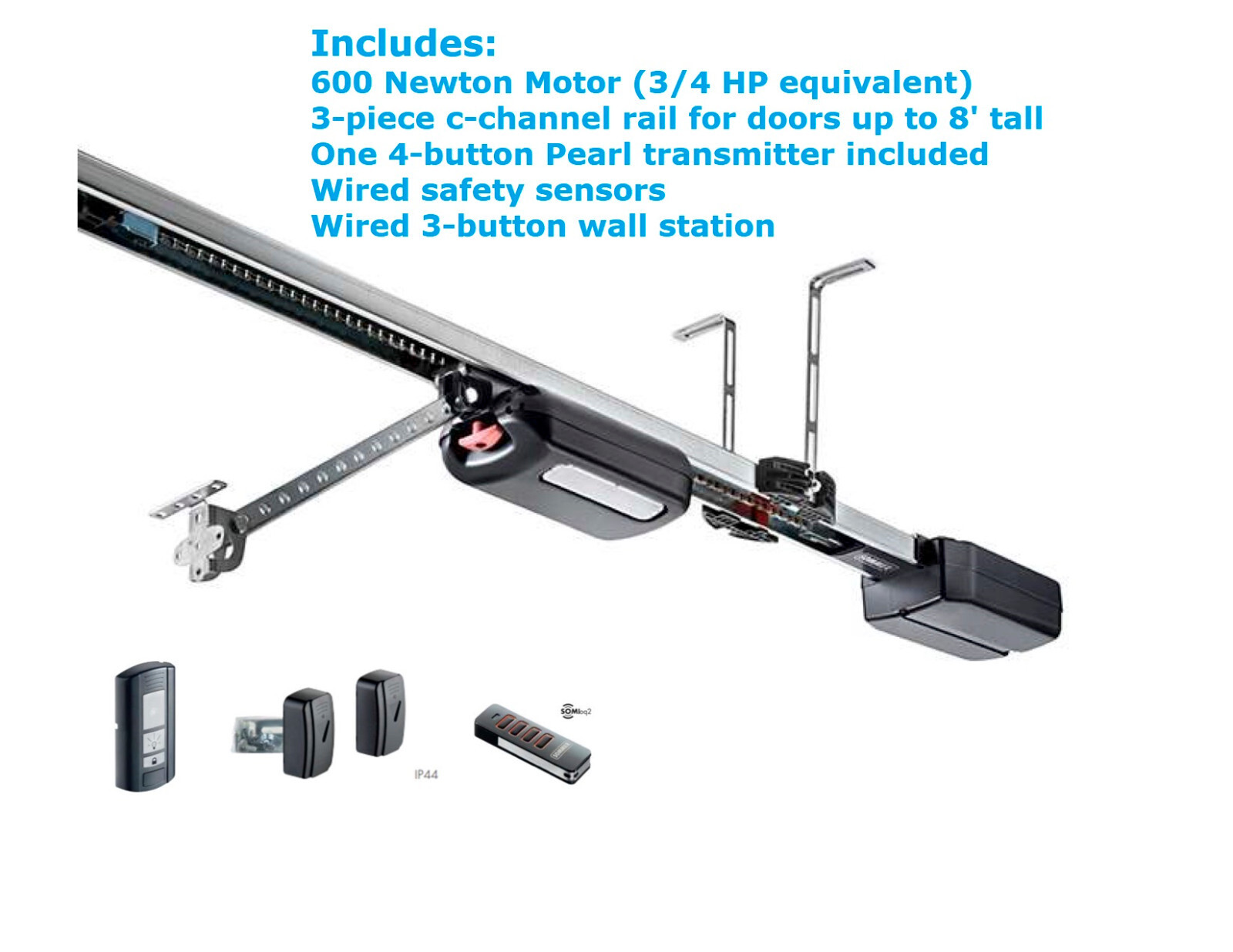 Sommer 2060 EVO+ 7' Foot Rail 3/4 HP Garage Door Opener Remote/Safety Sensors