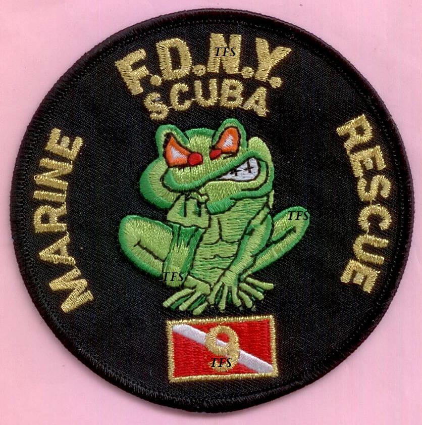 New York City Fire Dept Marine 9 Patch Frog