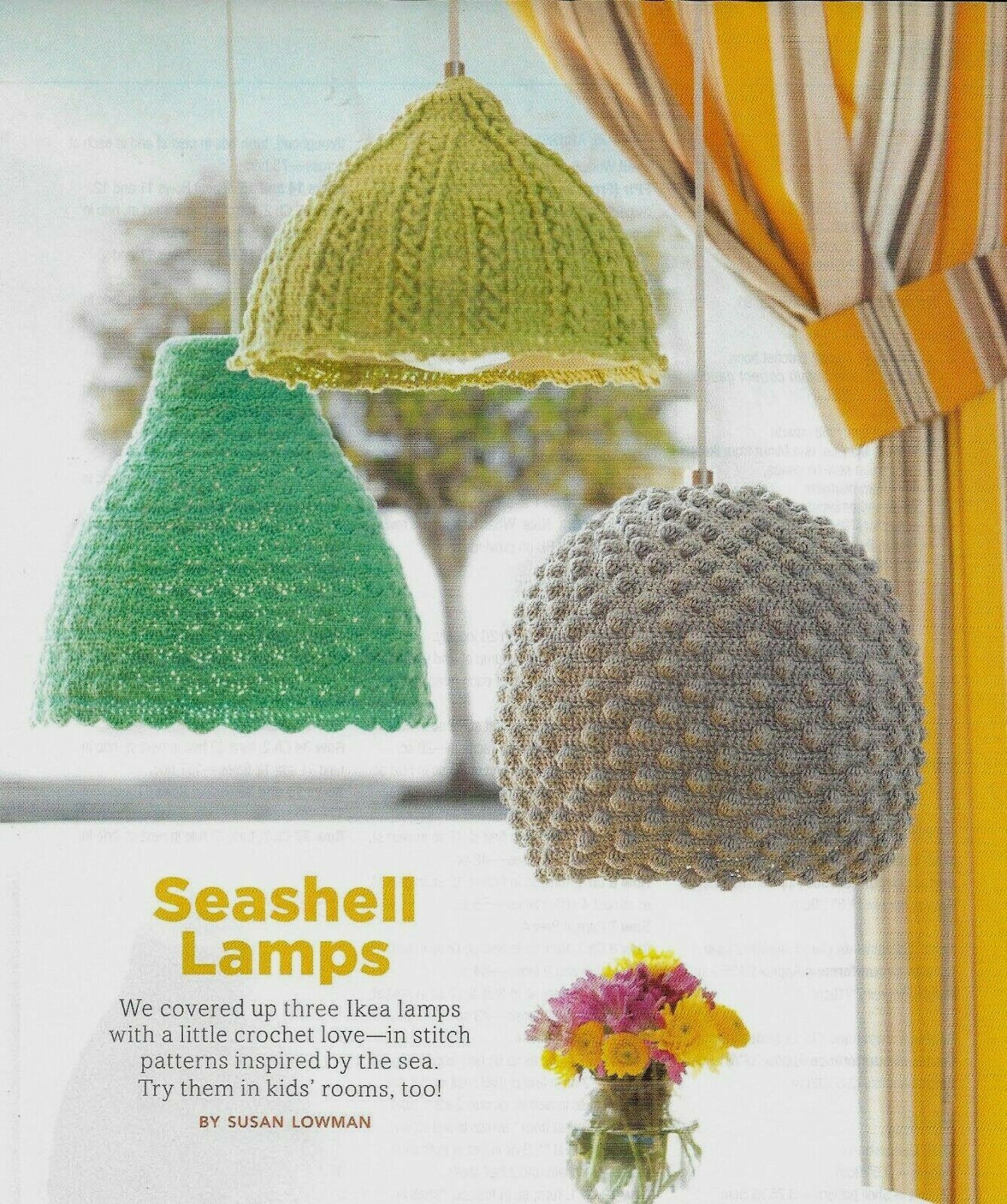 3 SEASHELL LAMPS HOME DECOR CROCHET PATTERN INSTRUCTIONS