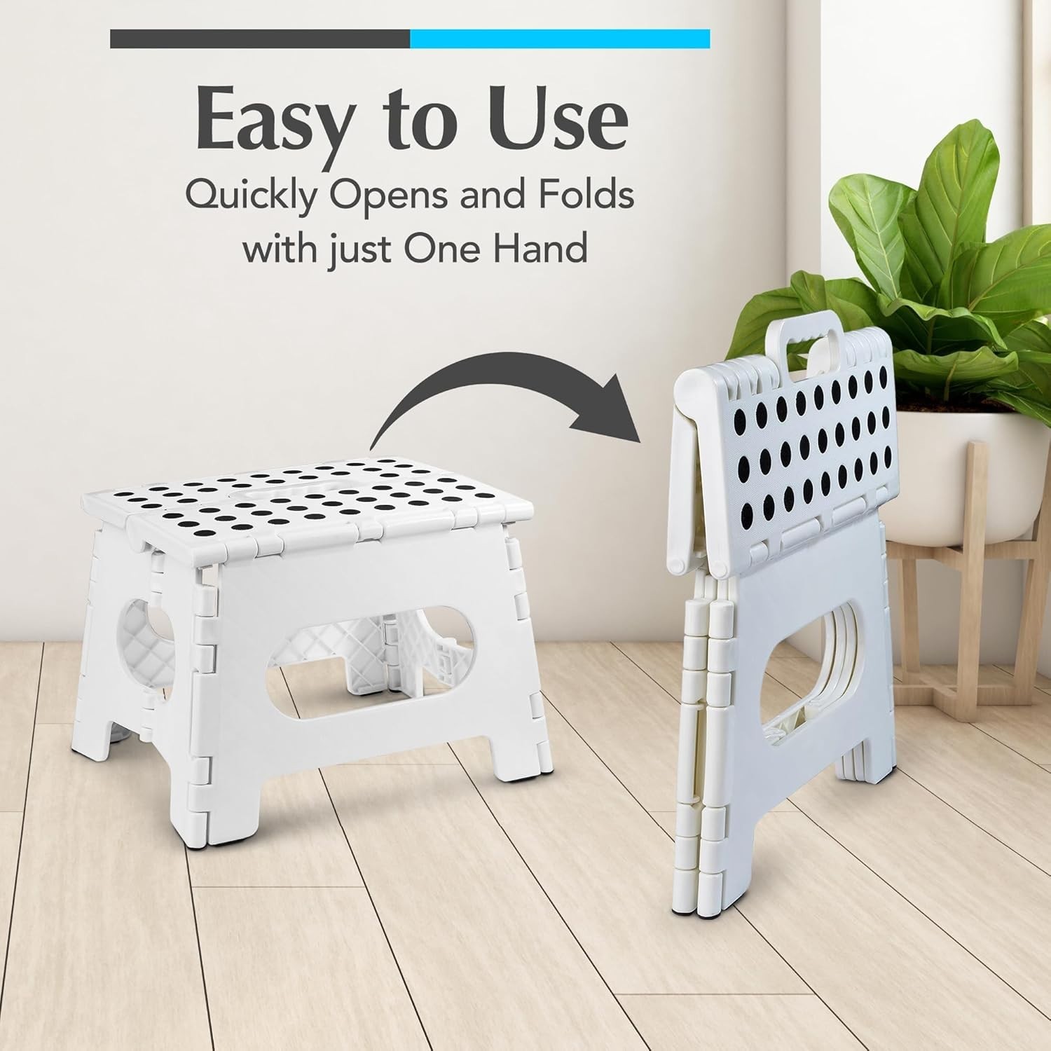 Versatile 9-Inch Folding Step Stool - Perfect for Kitchen, Bathroom, and More