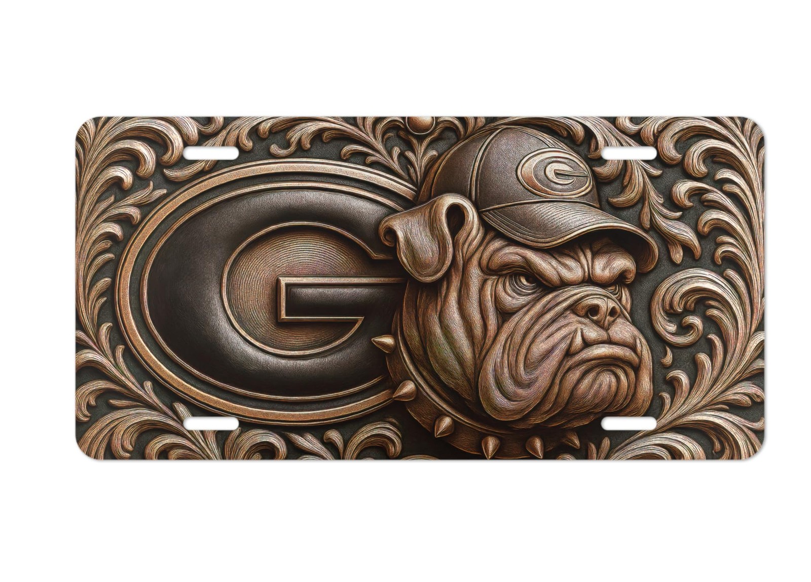 Georgia Bulldogs License Plate 6"x12" Aluminum UGA Bulldog Car Tag Flat Front