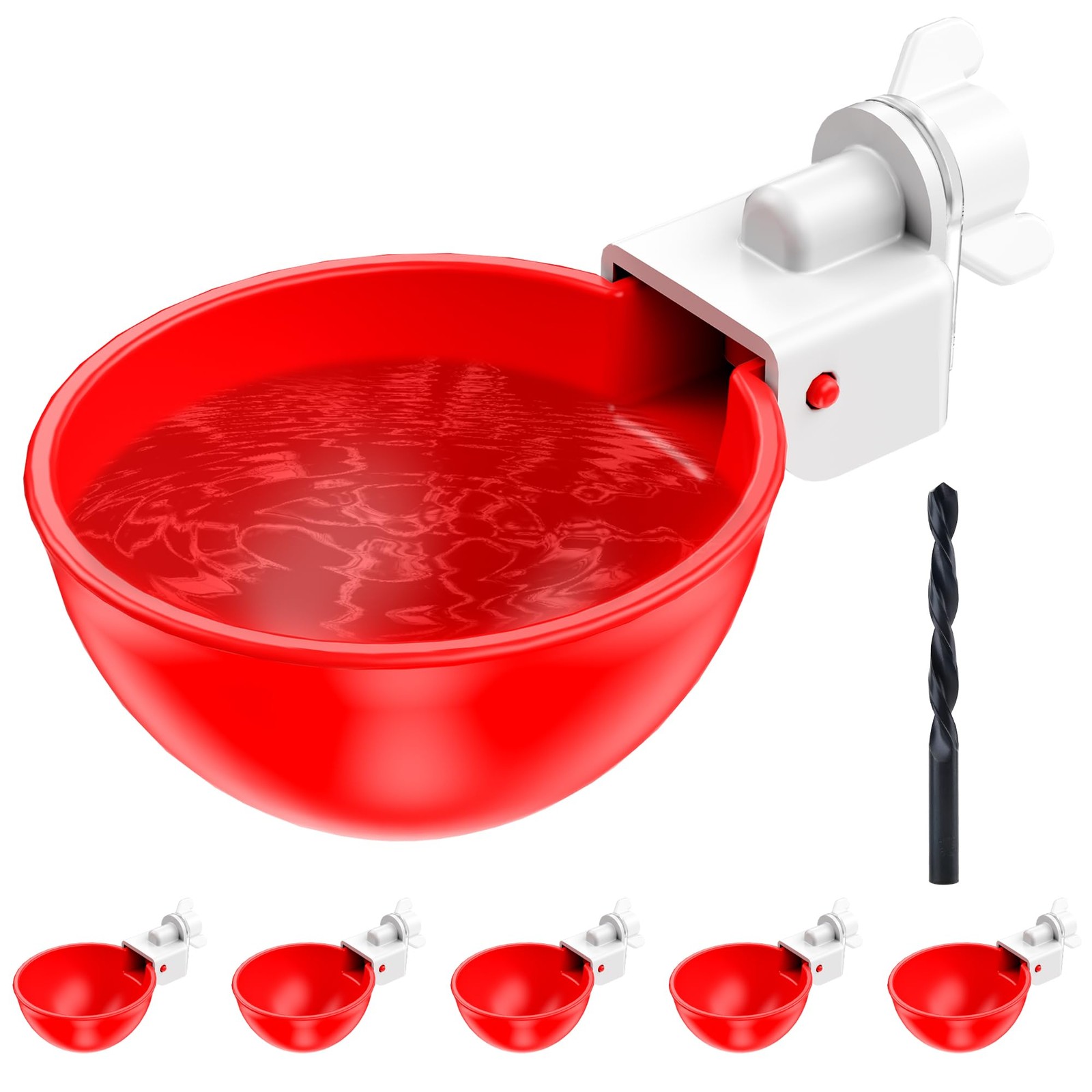 Automatic Chicken Waterer Cups 6 Pack Poultry Drinking Valve DIY Bucket Trough