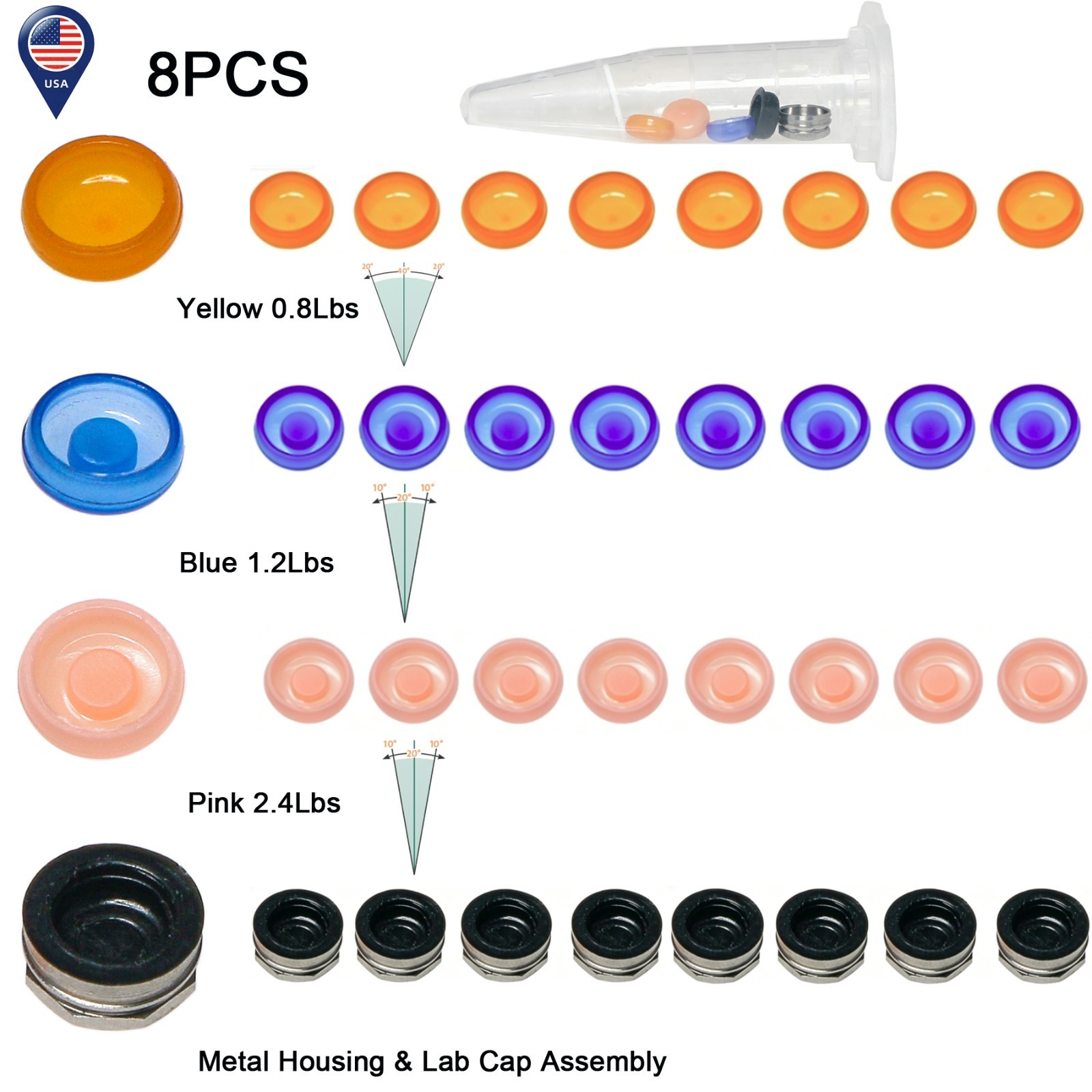 US 8Pcs Dental Overdenture Retention Caps For Implant Locator Abutment Inserts