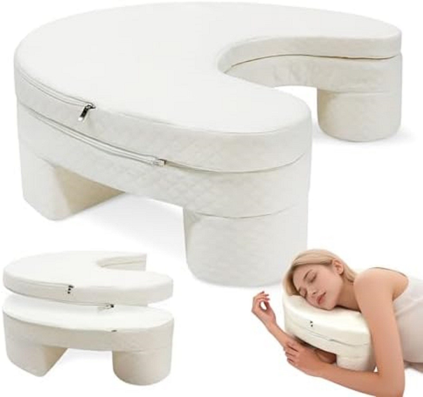 Side Sleeper Pillow with Arm Hole, Upgraded Shoulder Relief System for Neck Pain