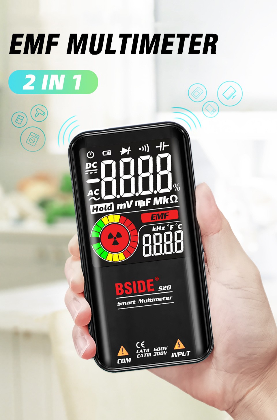 Digital EMF Meter Electromagnetic Radiation Detector Radiation Dosimeter Tester