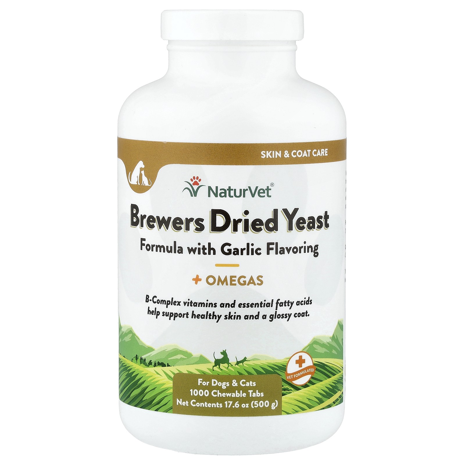 Brewers Dried Yeast + Omegas, For Dogs and Cats, 1,000 Chewable Tabs, 17.6 oz