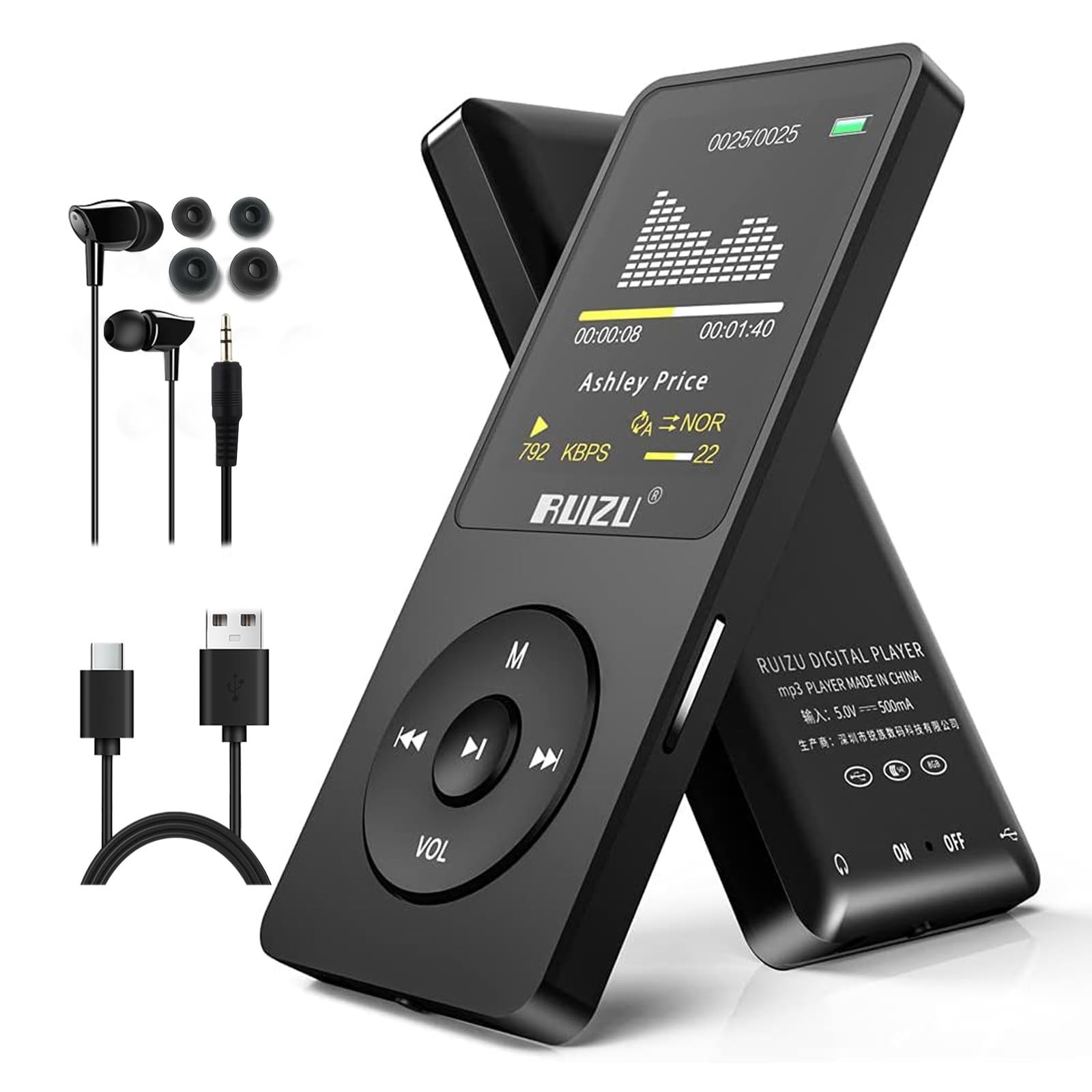 RUIZU 64GB MP3 Player with Bluetooth 5.3, Portable Music Player for Kids Spor...