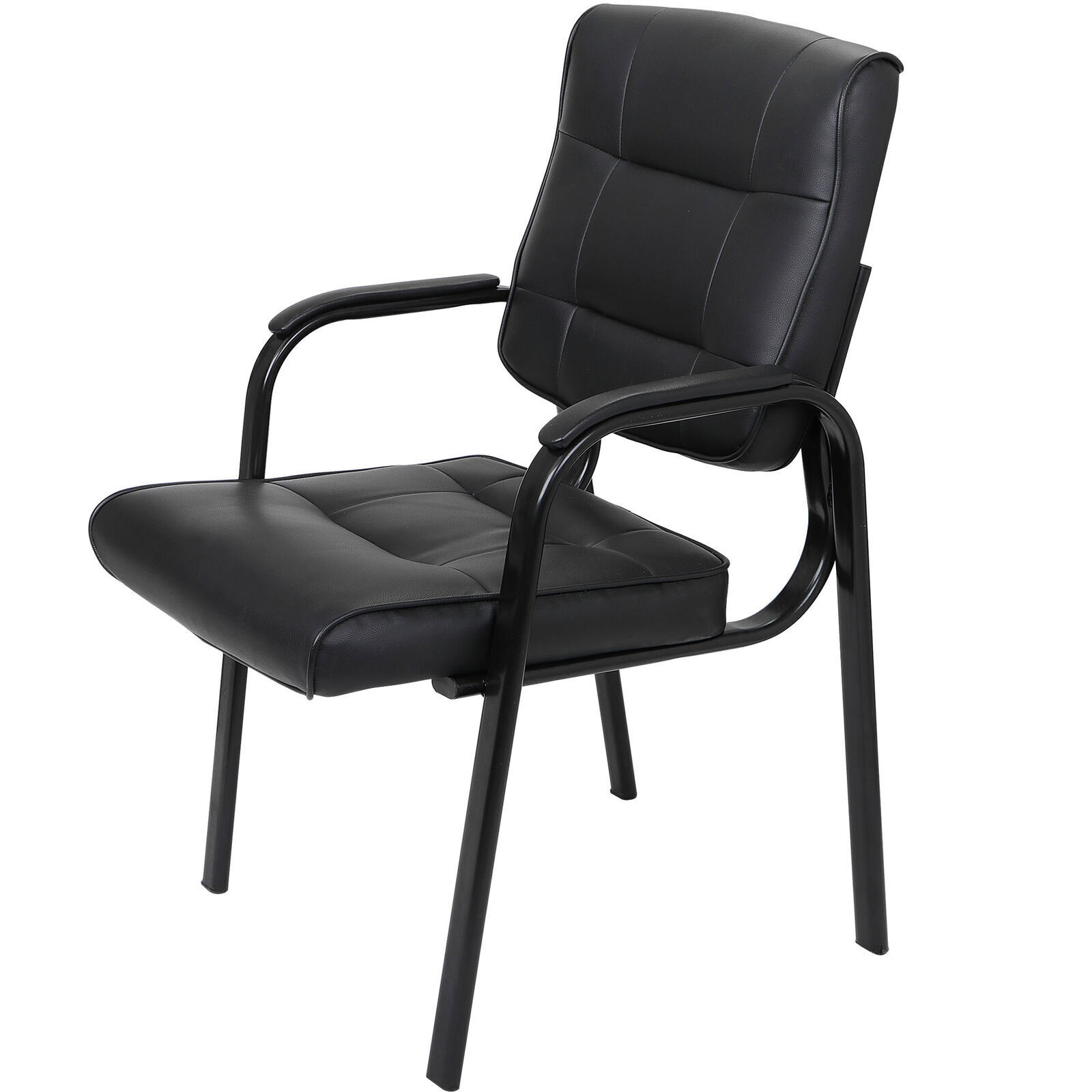 2X Leather Guest Chairs Black Waiting Room Office Desk Side Chairs Reception