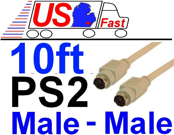 10ft PS2 6pin DIN Male~M Switch Box Patch Cable/Cord/Wire,Mouse/Keyboard/KVM
