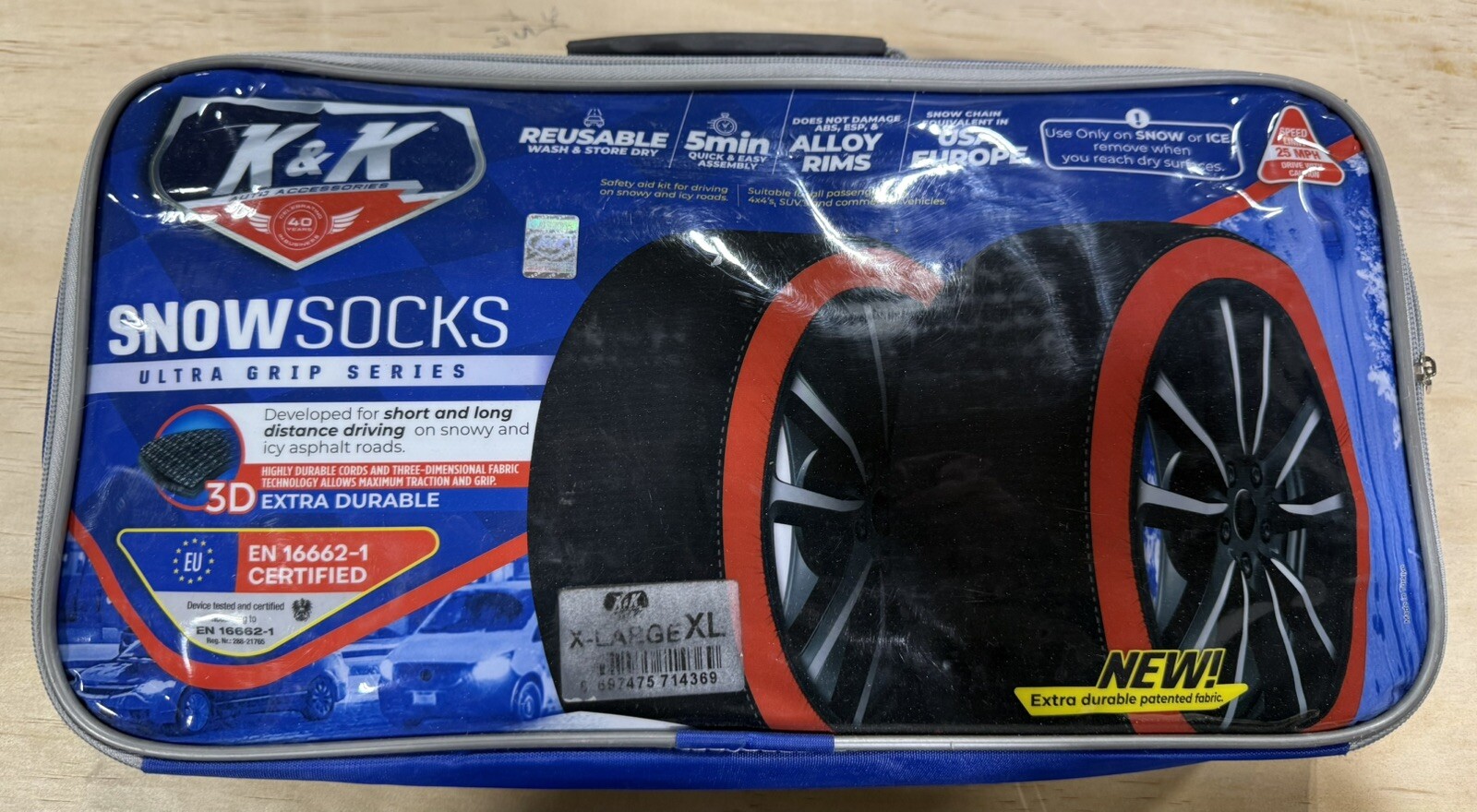 K&K Automotive Snow Socks for Tires -  Alternative Traction Device Size XL