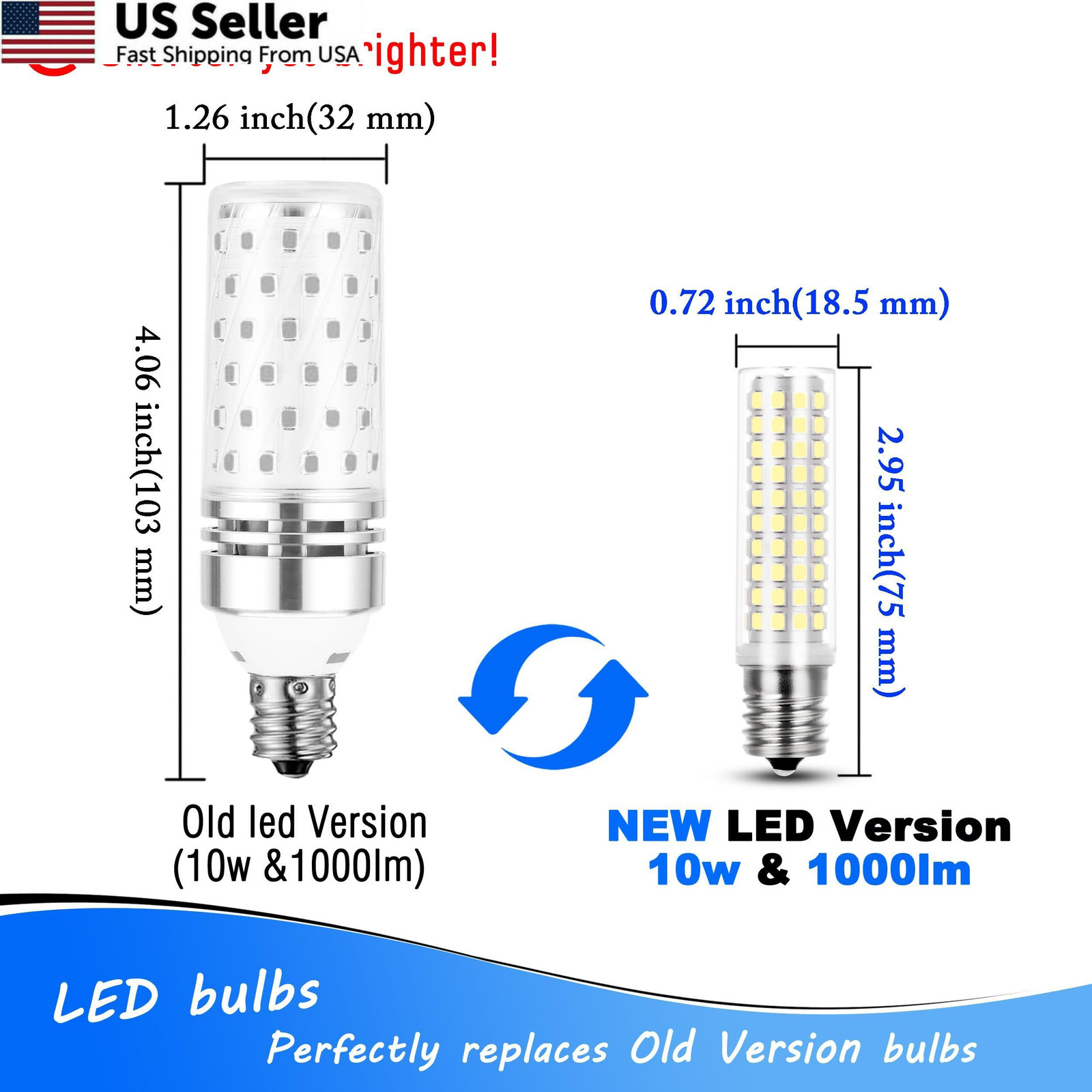Heifymi E17 LED Light Bulb 10 Watt Equivalent 100W E17, 6000k Daylight White