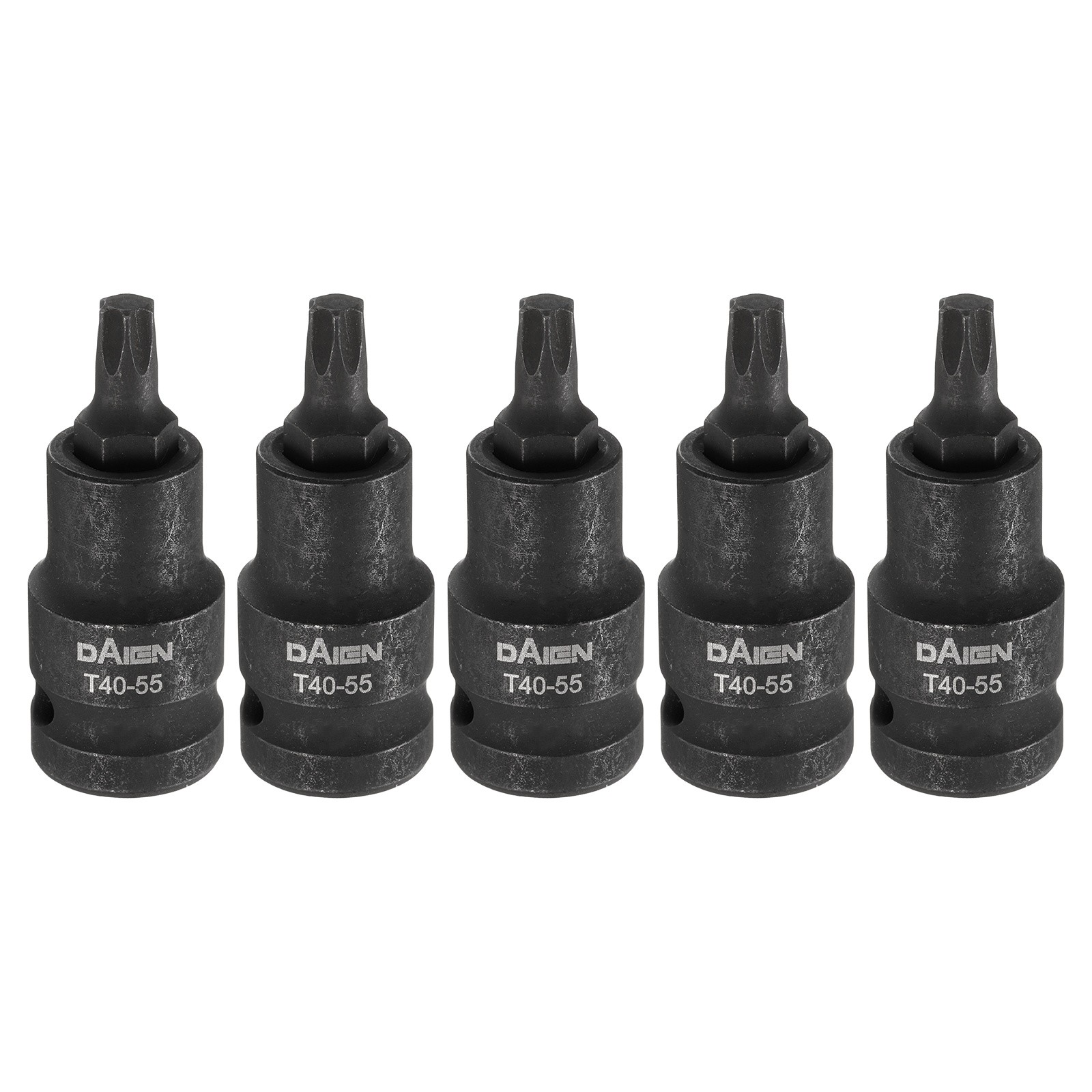5pcs T40 Torx Bit Socket 55mm Length 1/2" Square Extension Impact Bit Black