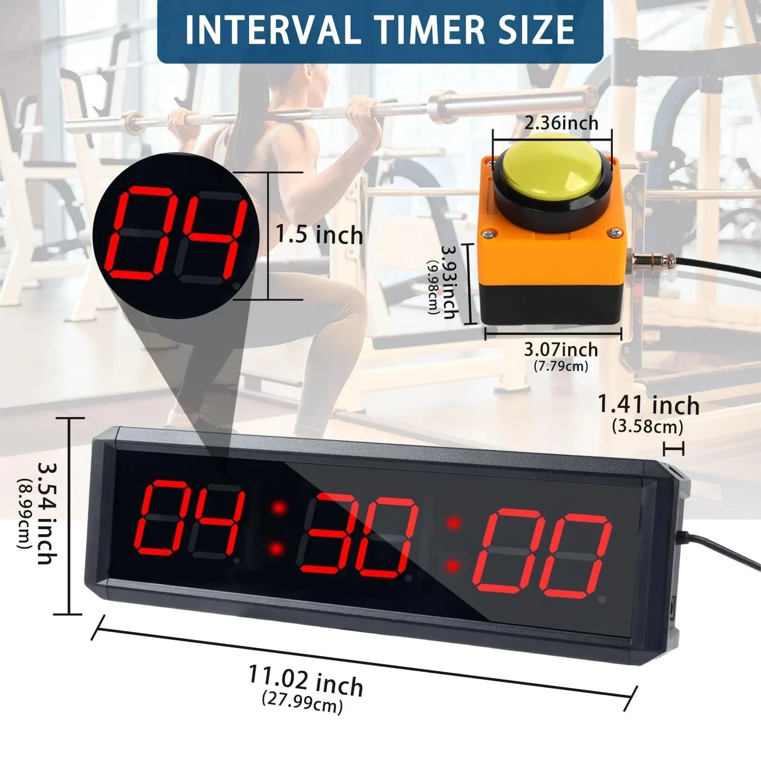 Fitness Timer with Stopwatch Button, Suitable for SchoolexamHome Ex
