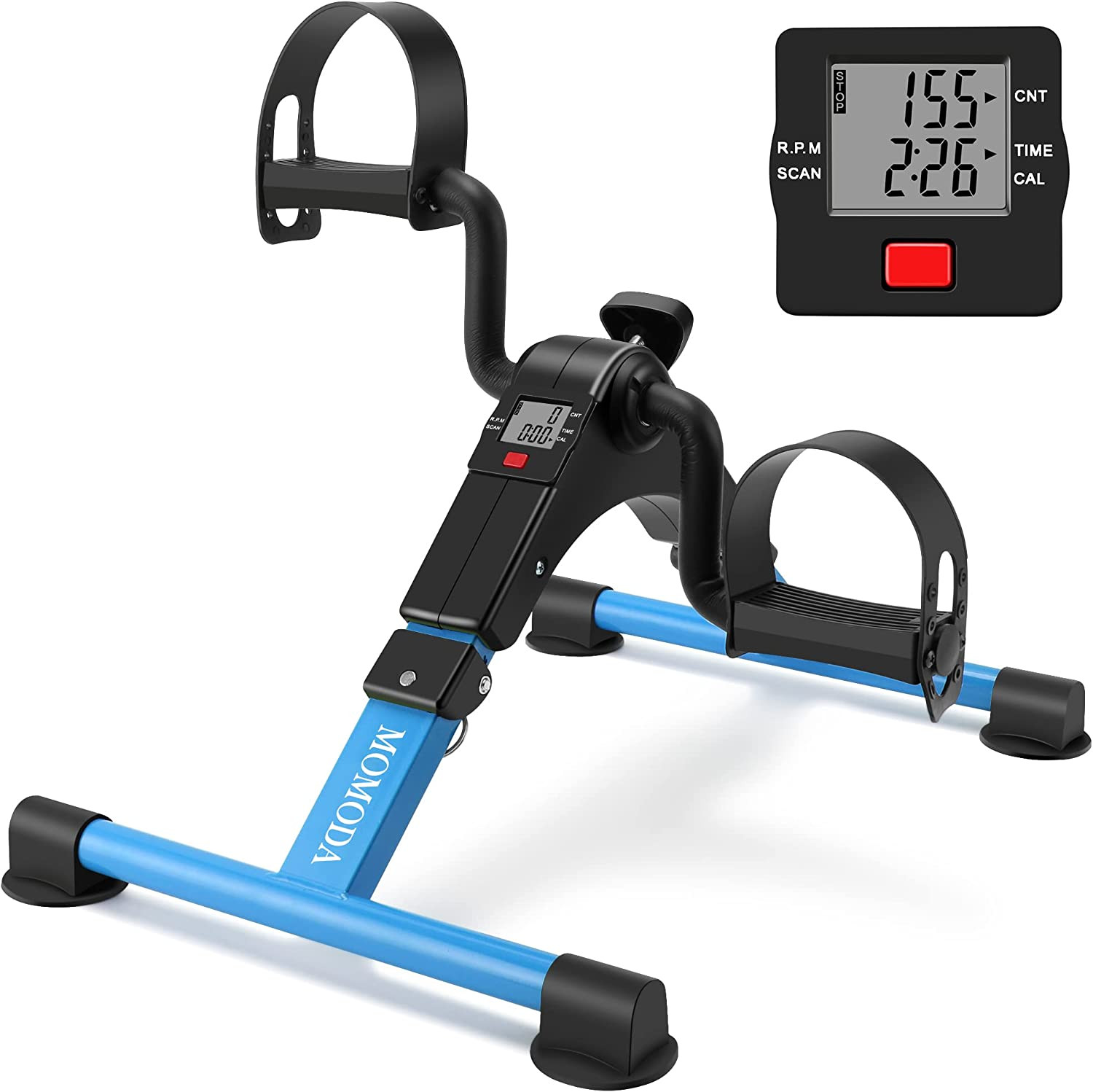 Under Desk Bike for Leg, Arm Pedal Exerciser Foldable Peddler LCD Display (BLUE)