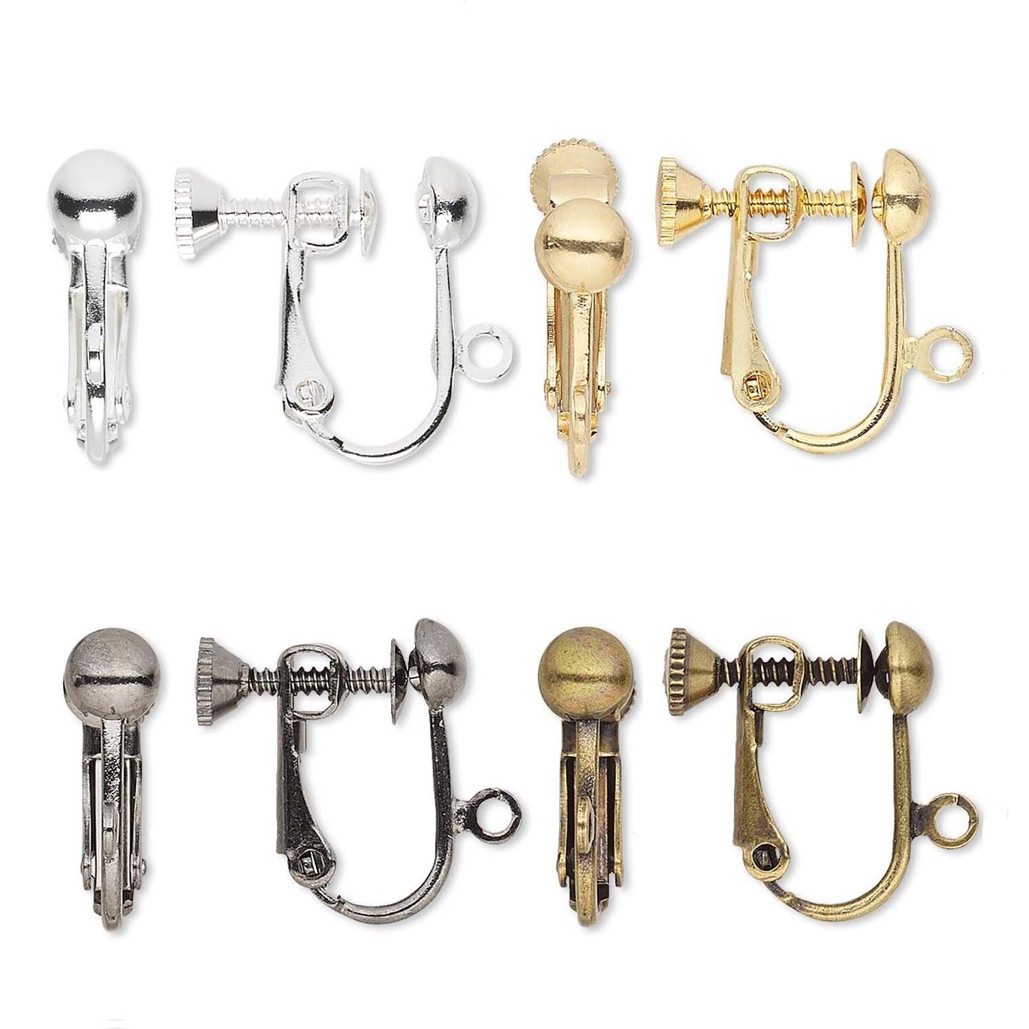 10 24 100 Adjustable Clip On Hinged Screw Back Earrings Findings With Loop
