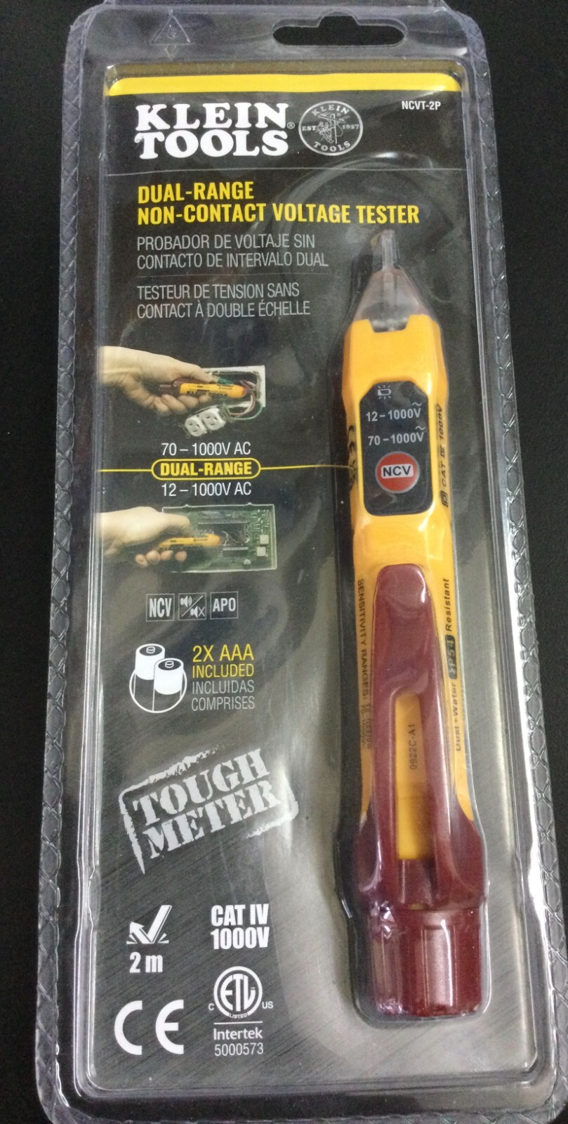 Klein Tools NCVT-2PR 12V to 1000V AV Dual Range Non-Contact Voltage Tester 3243