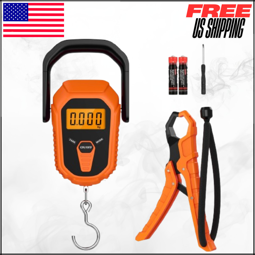 Floating Digital Fish Scale 110lb/50kg W/ Lip Gripper & Tape Measure Waterproof