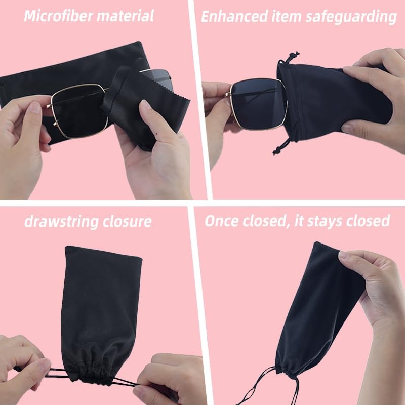 TKYZMS 8-Pcs Eyeglass Pouch Set with 2 Microfiber Cleaning Cloths-Soft