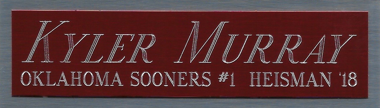 KYLER MURRAY OU SOONERS HEISMAN NAMEPLATE FOR AUTOGRAPHED Signed Football JERSEY