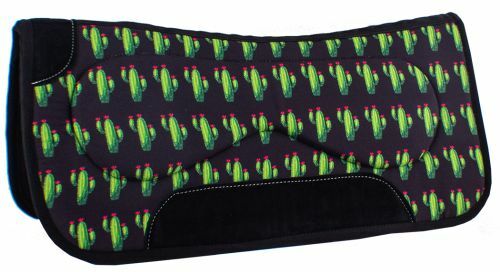 Showman 31" x 32" x 18mm Cactus Design Built up Black Felt Saddle Pad! NEW!