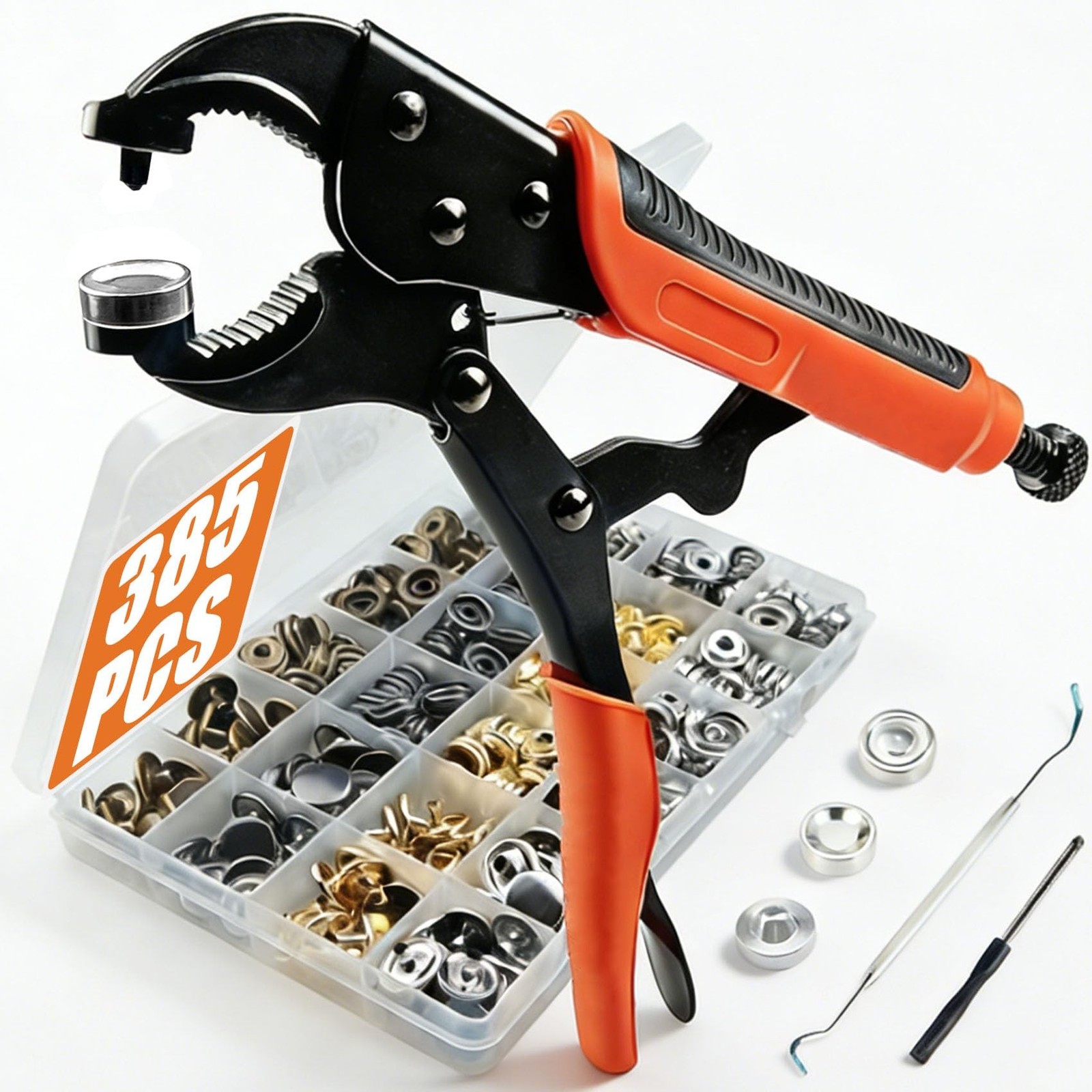 385 PCS Snap Fastener Tool Kit with Snap Buttons for Fabric, Boat Cover, Canv...