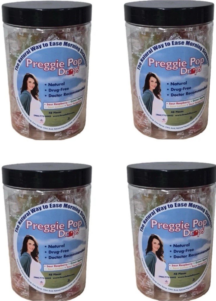4 Preggie Pop Drops For Morning Sickness  Assorted Sour Flavors 48 Pc X4=192 CTs