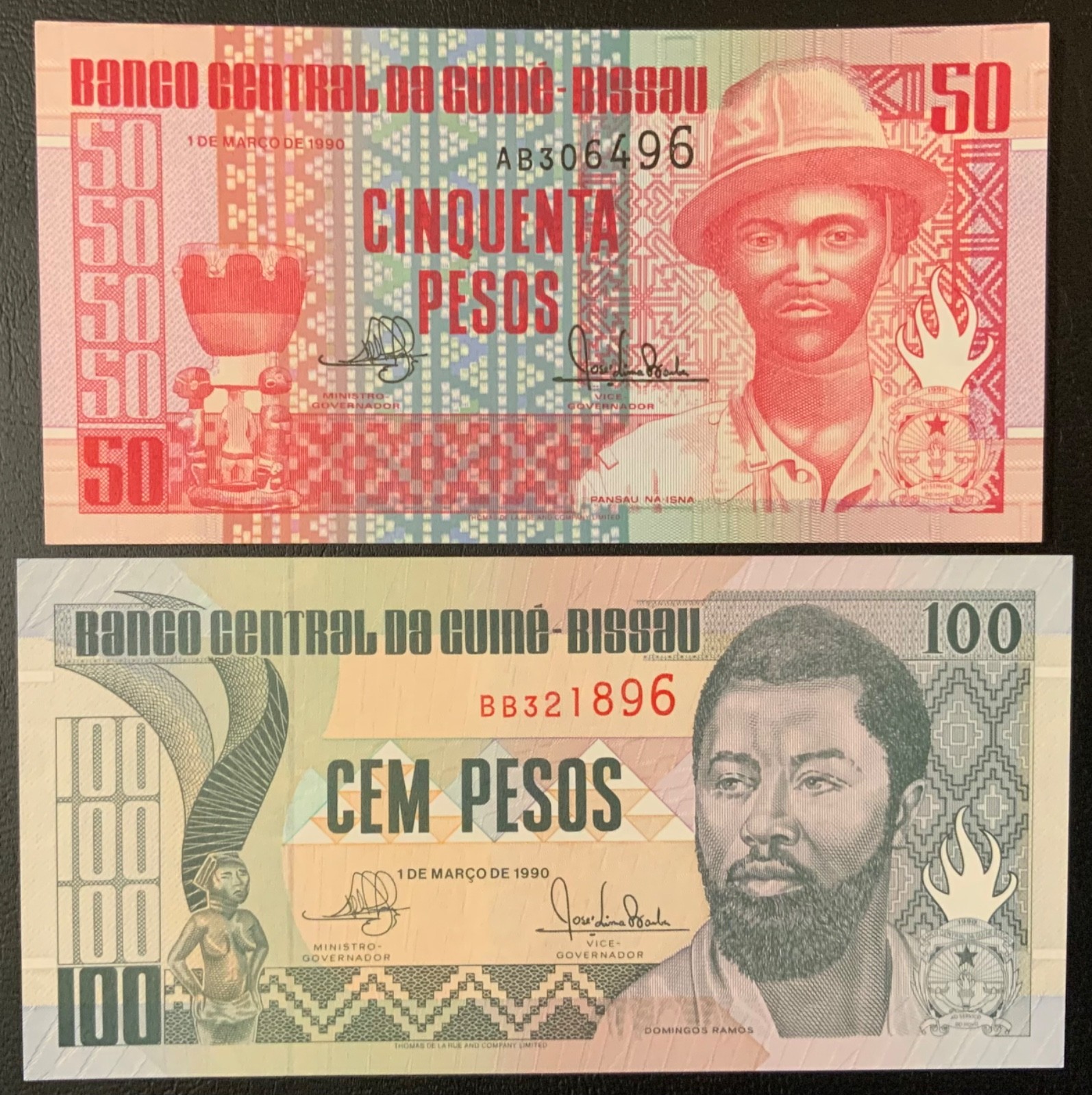1990 GUINEA-BISSAU PAPER MONEY - 2 UNCIRCULATED BANKNOTES!