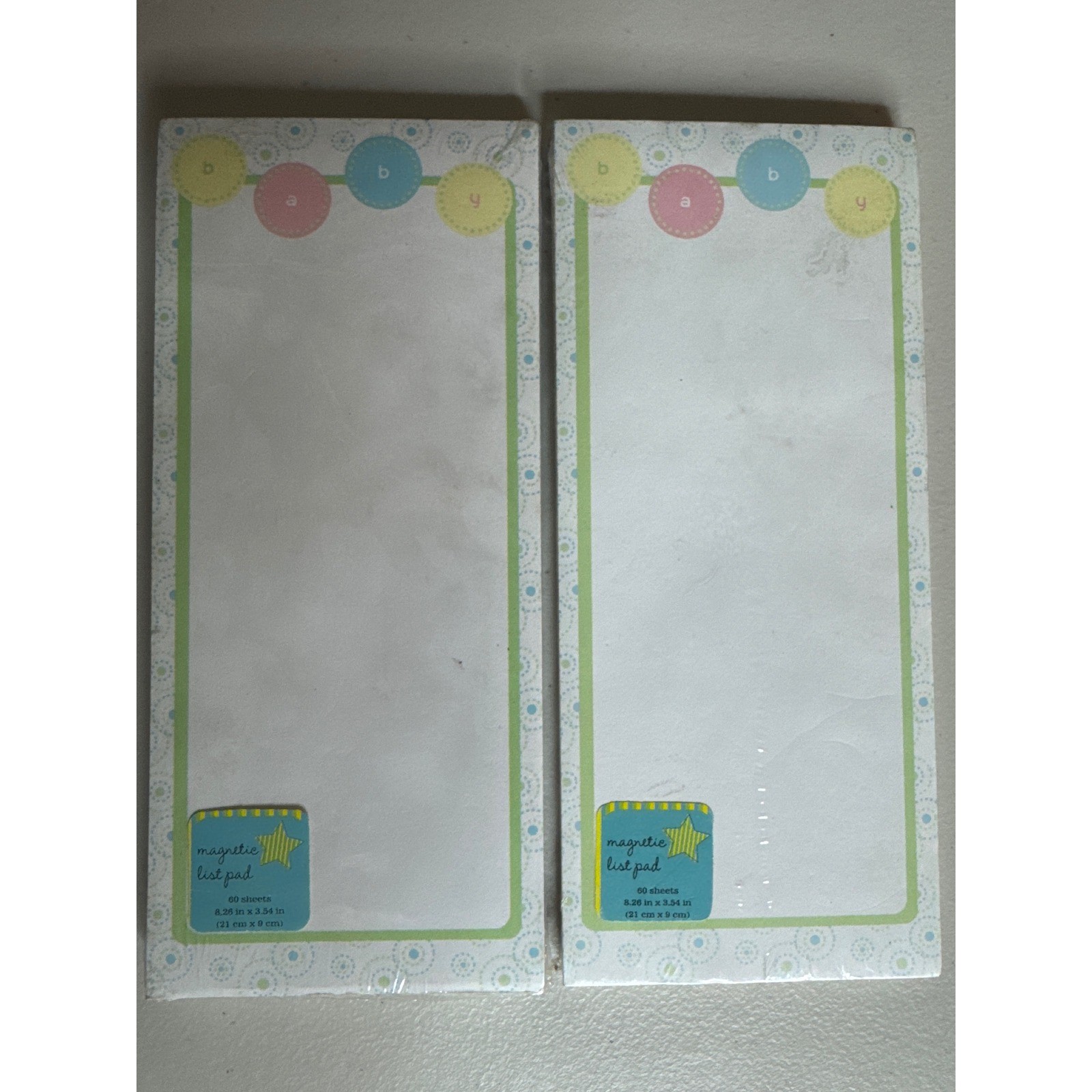 All in the Cards Baby Magnetic List Pad 2 Pack 60 Sheets Each Pastel 8.26x3.54in