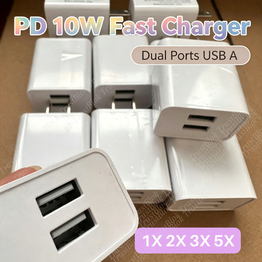 Dual USB A Charger Wall Plug Fast Charging Cube For iPhone Samsung Universal Lot