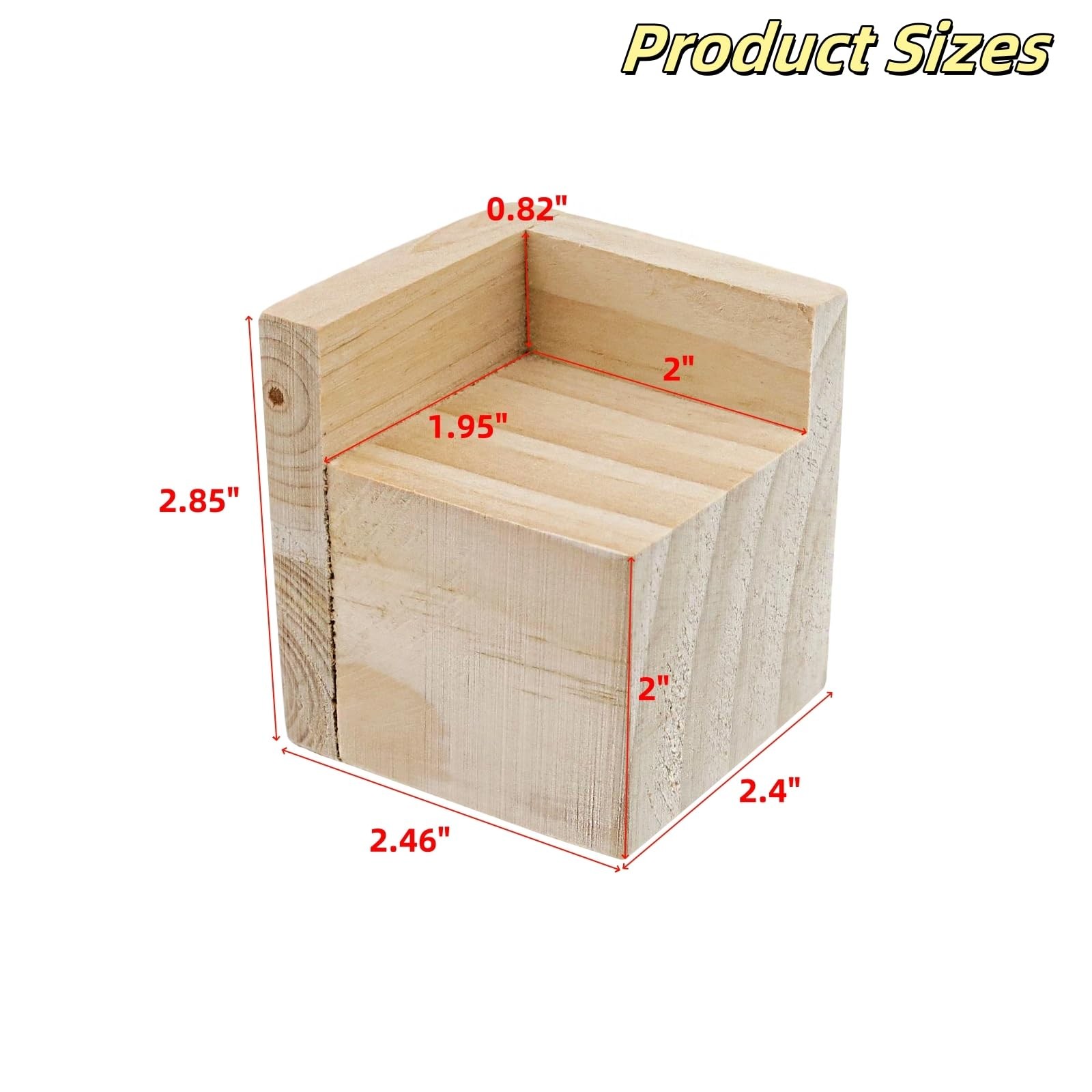 Solid Pine Wood Bed Frame Riser 4Pcs, 2 Inch Rising Height, Support 880 lbs, ...