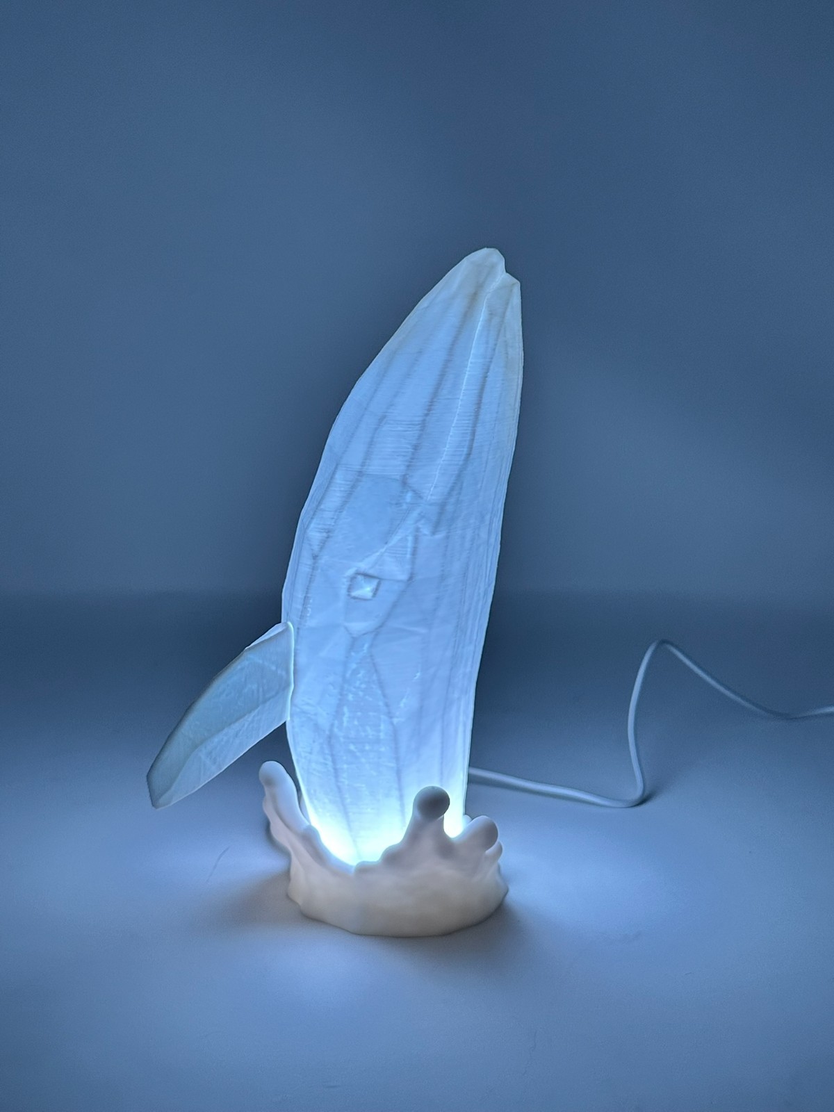3D Printed Low Poly Whale Table Lamp, Night Light w/Single and Multi-Colored LED