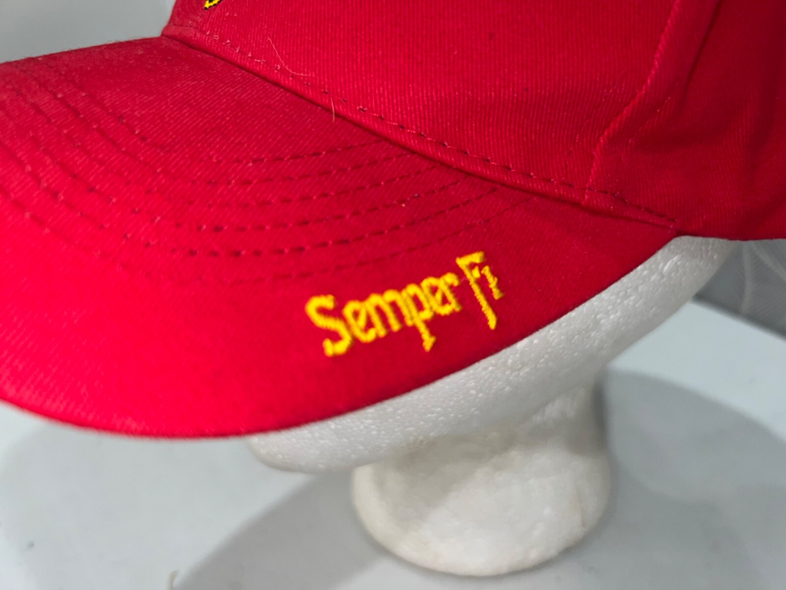 Red USMC Semper FI Hat Cap with Gold Embroidery Hook Loop Marinesdirect.com EUC