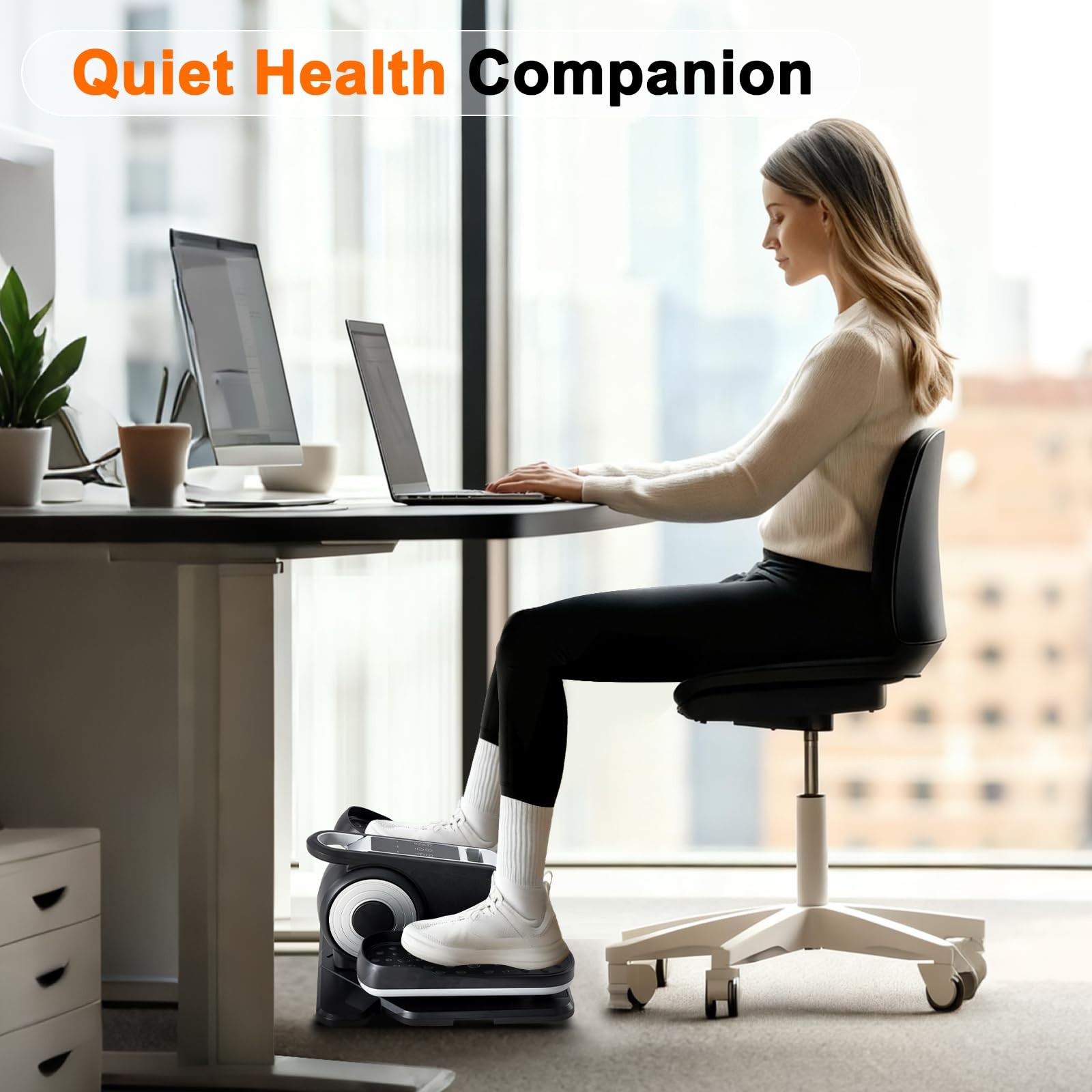 Under Desk Elliptical Machine, Portable Electric Seated Pedal Exerciser with ...