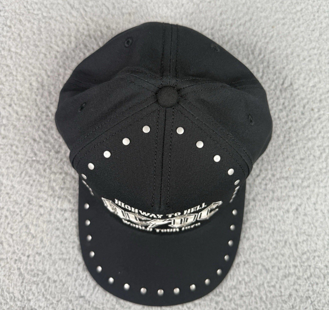 AC/DC Hat Black Studded Snapback Cap Highway To Hell World Tour 1979 Band NWT