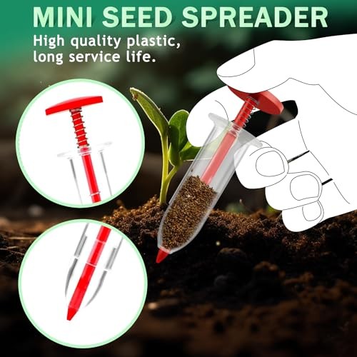 6 PCS Mini Seed Spreader, Sowing Seed Dispenser with 5 Speeds, Sowing Red