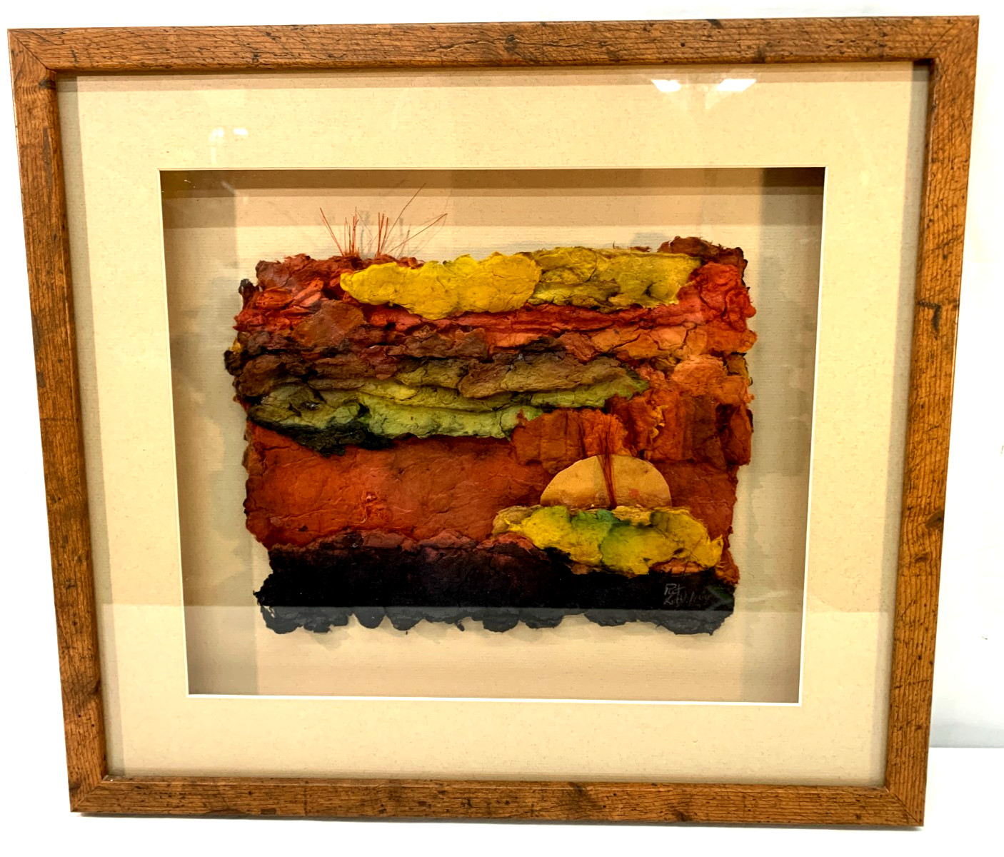 Vintage PATRICIA BETTIS LITTLEFIELD ~ Mixed Media Woven Paper Found Objects Art