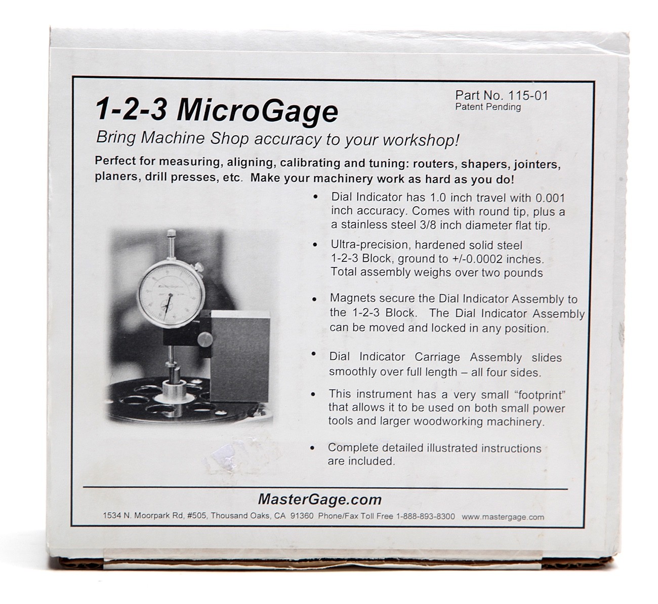 1-2-3 MicroGage Ultra-Precision Block W/On-Board Dial Indicator