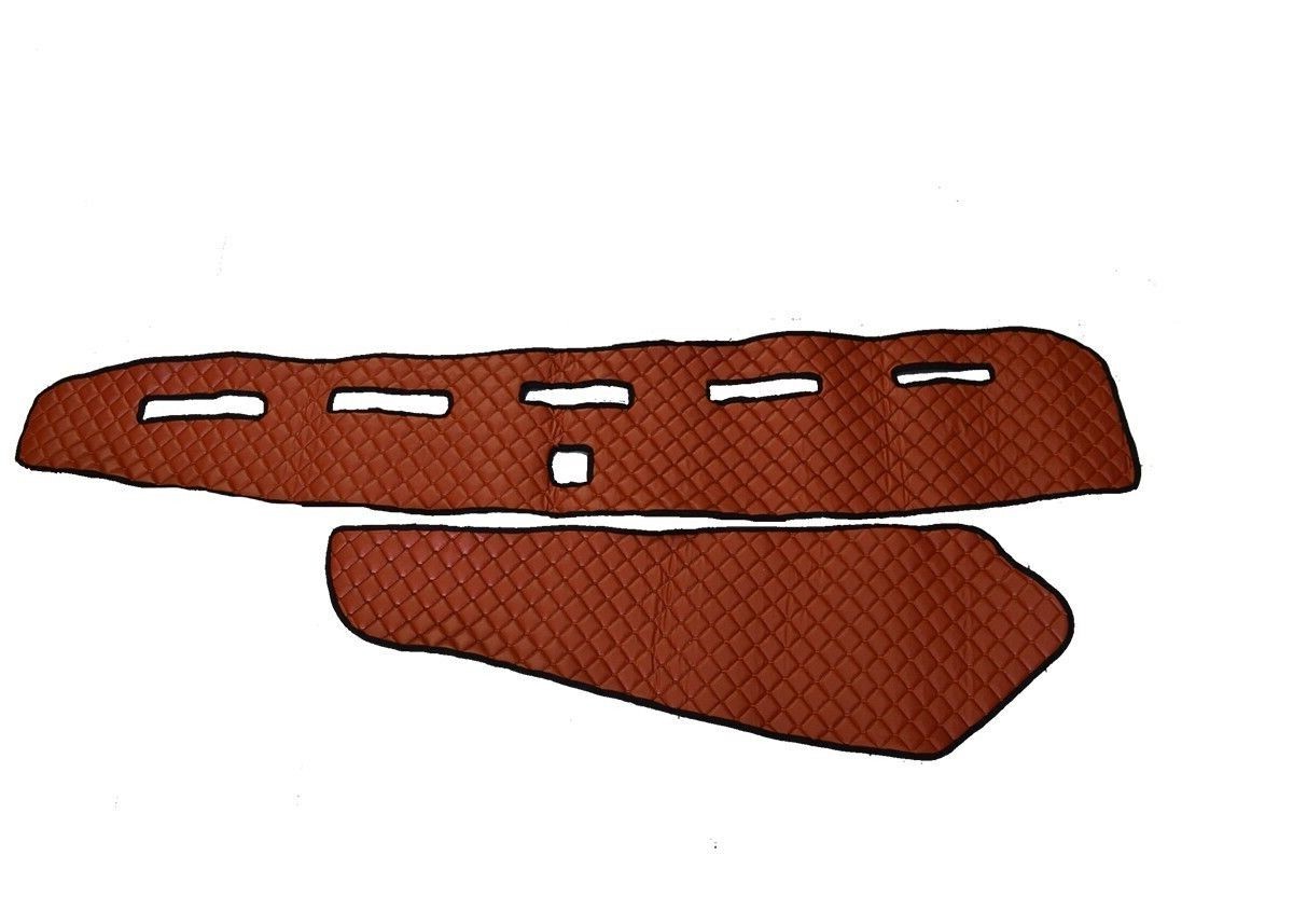 2x Brown Eco Leather Dashboard Mats Covers for Volvo FH4 Euro 6 no Sensor LeftHD