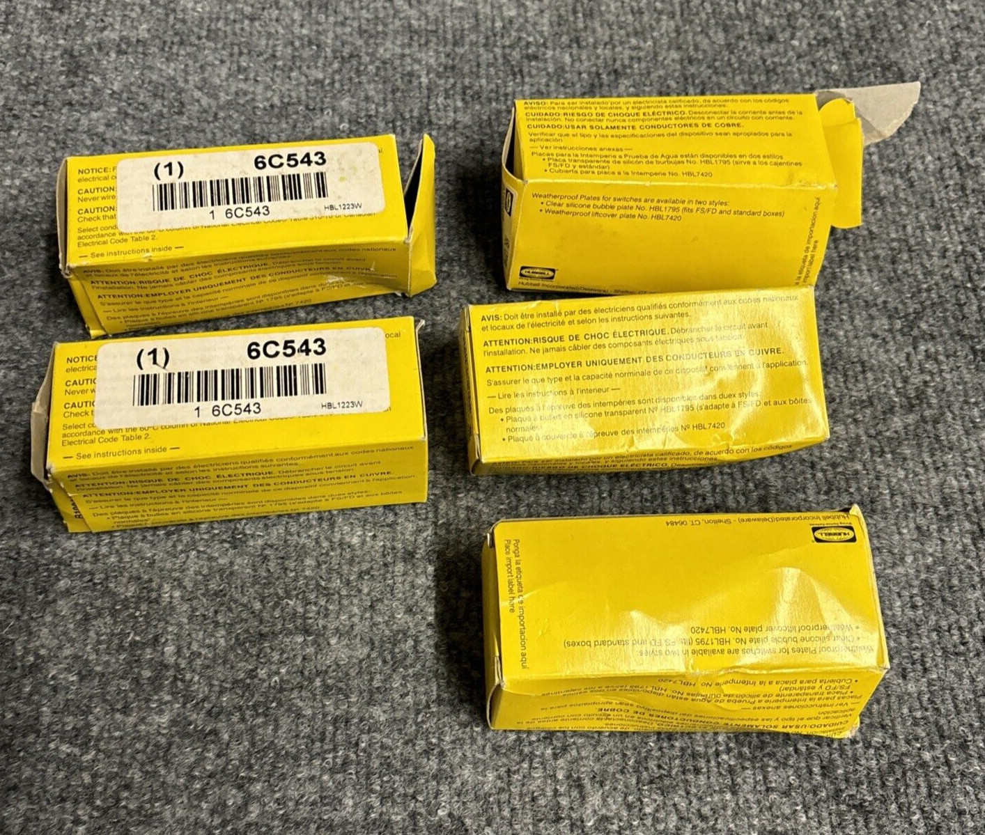 Lot of 5 - Hubbell HBL1223W 20A 120/277VAC Toggle Switches Heavyt Duty New