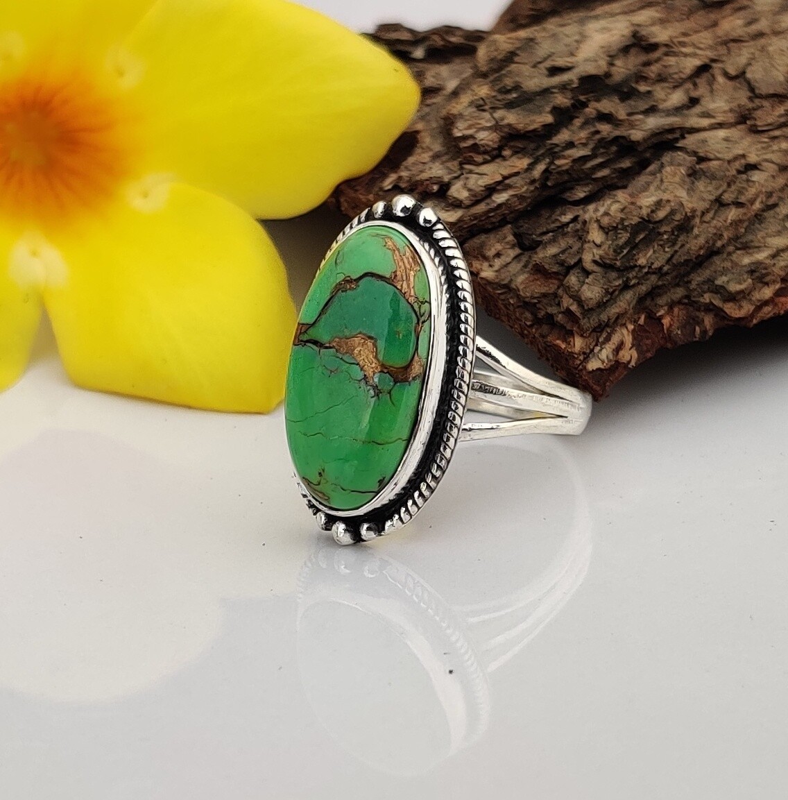 Green Copper Turquoise Ring 925 Sterling Silver Some Size Available MO1817