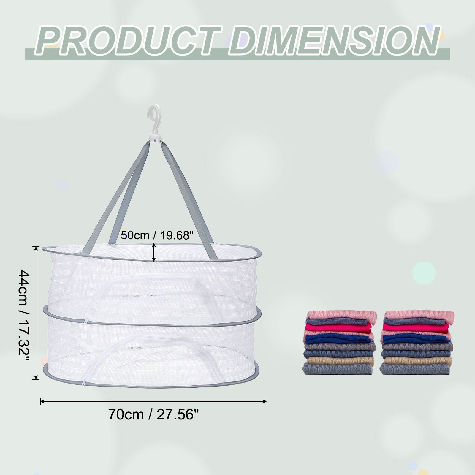 2 Tier 28\" Herbal Drying Hanger Grill with Zipper, Grey