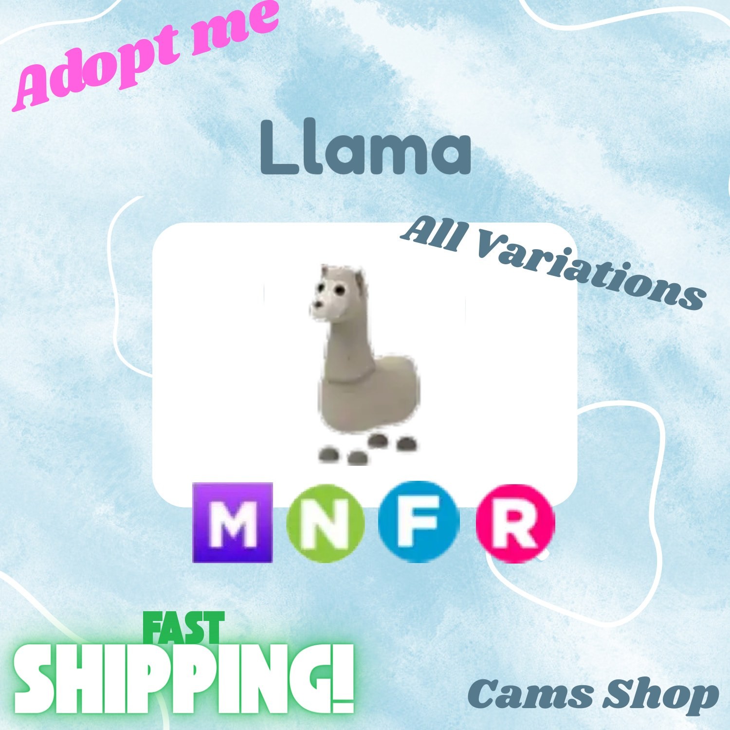 Llama | All Variations No Pot, FR, NFR, Mega, MFR - Adopt From Me Pets