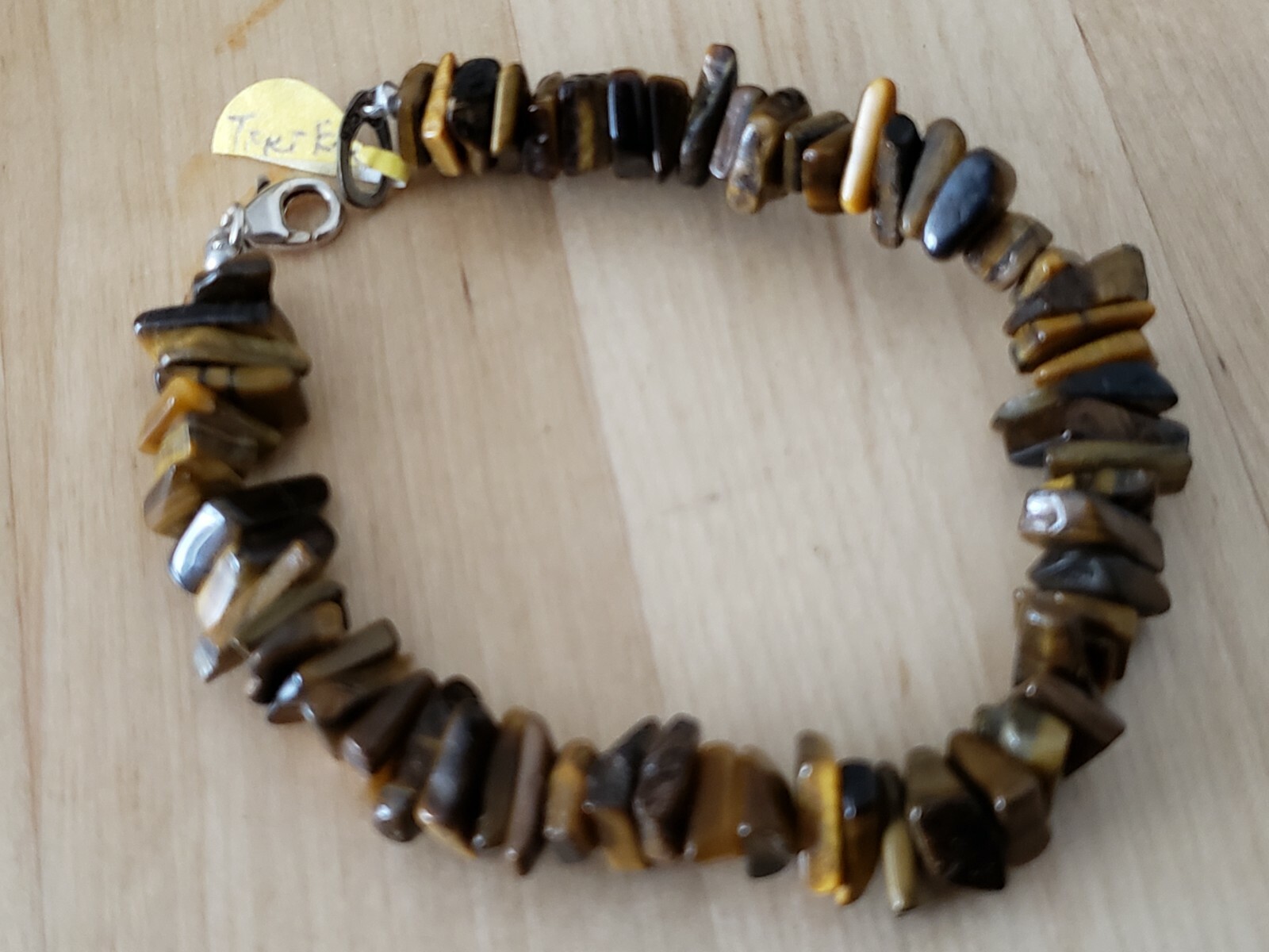 Hand- Made Genuine *TIGER'S EYE* BRACELET 7.75" Long,8-9mm.Sterling 925 Lock-USA