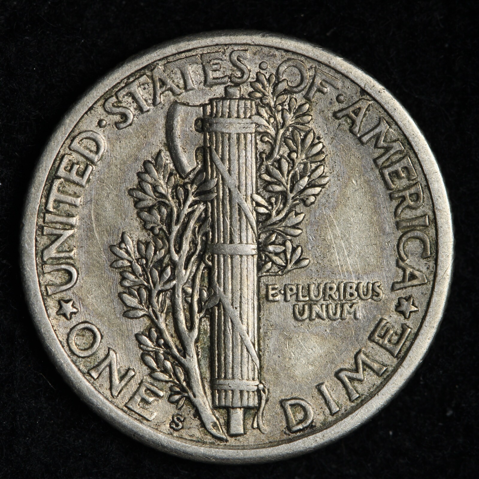 1920-S Mercury Silver Dime AU E295 QRNF