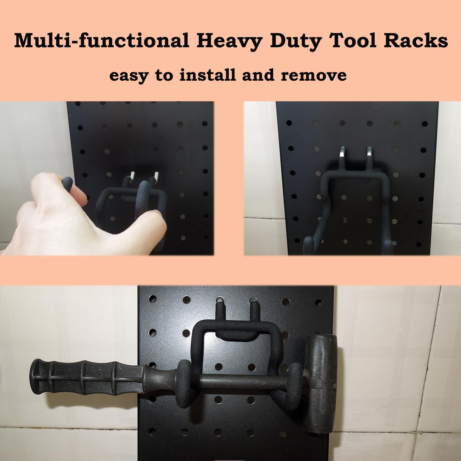 D-PRECIO 6 Pack Pegboard Hooks - Peg Board Tool Utility & Small, Black