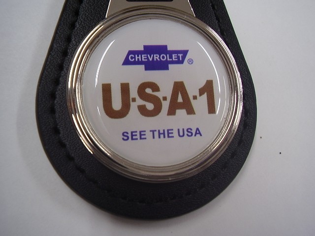 CHEVROLET U S A 1 SEE THE USA   KEY CHAIN LEATHER FOB  FREE POSTAGE