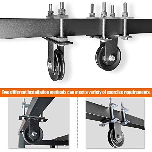 LAT Pulldown Machine Attachment - Dual Pulley System for Home Gym Power Rack