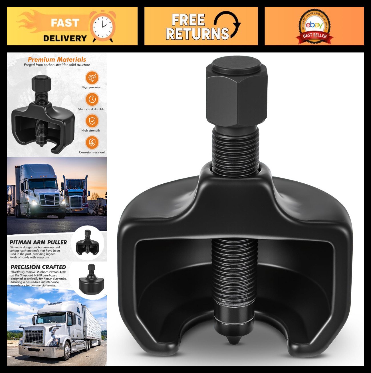 Heavy Duty Pitman Arm Puller for Class 6-8 Trucks & Equipment - Compatible Tool