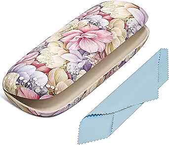 Eyeglasses Case, Hard Shell Protective Case for Pink and Yellow Flowers