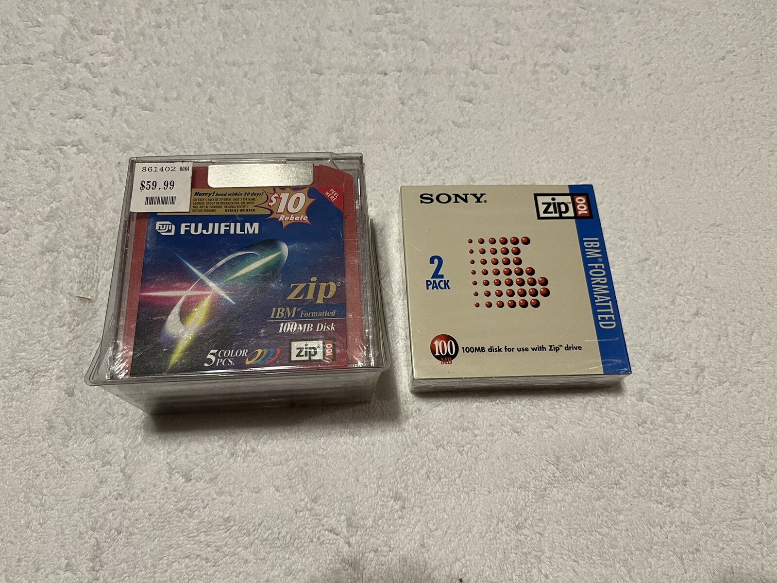 Lot of 7 New Sealed Fuji FUJIFILM & Sony 100MB Zip Disk 5-Pack Color 100 MB IBM